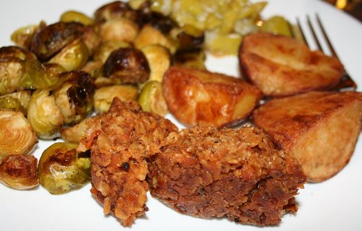 Homemade vegetarian haggis on the plate